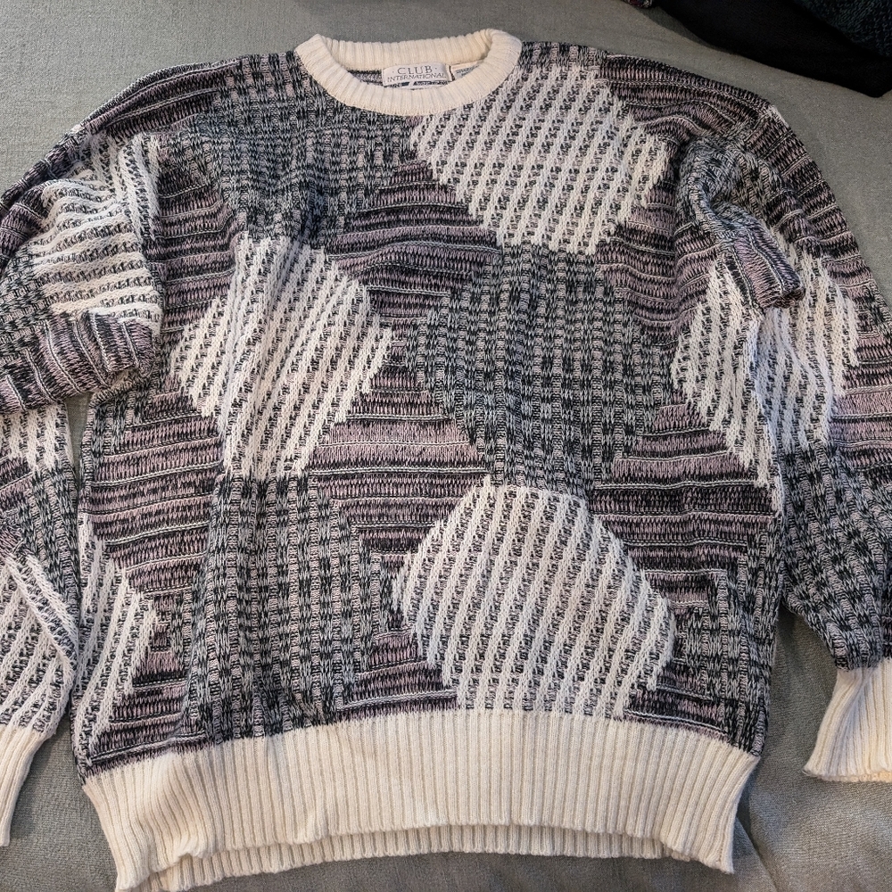 Hexagon geometric sweater, xl, club international